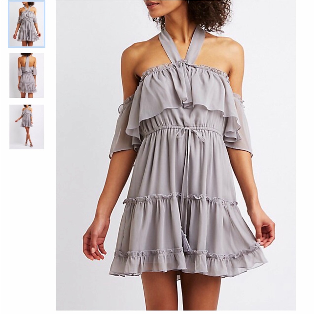 Grey off shoulder dress